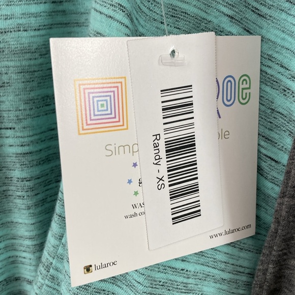 NWT Lularoe Randy T Womens size XS gray mint green baseball raglan sleeves NEW - Picture 5 of 6